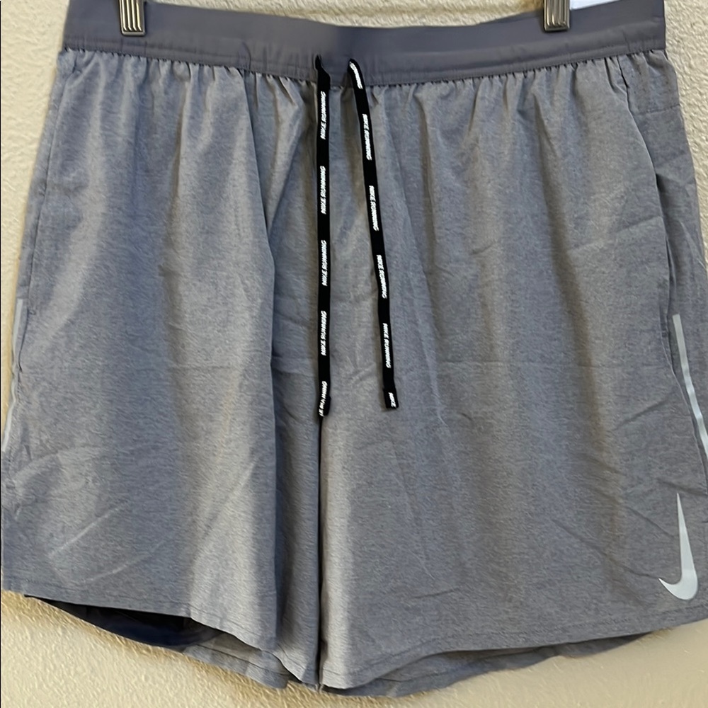 Nike Gray Athletic Shorts with Black Drawstring